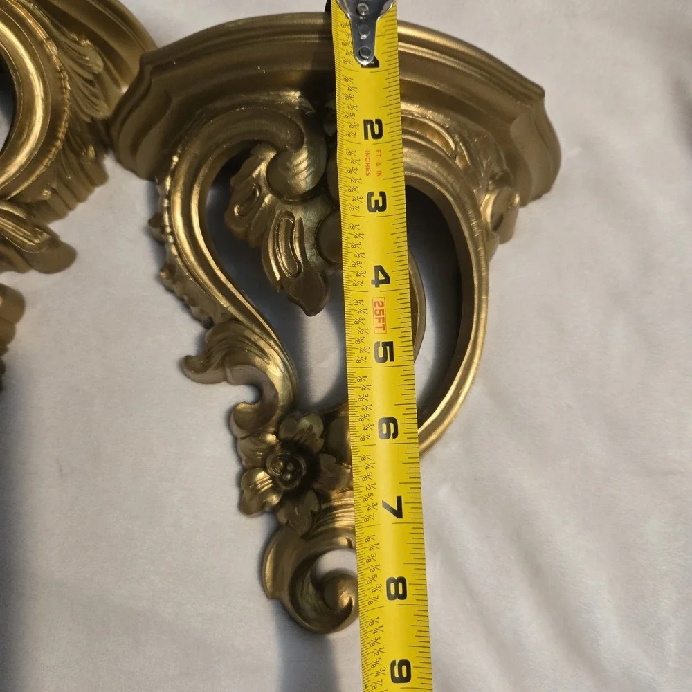 Vintage Retro 1970 Dart Industries #3507 Wall Shelves Ornate Gold Set of 2 MCM